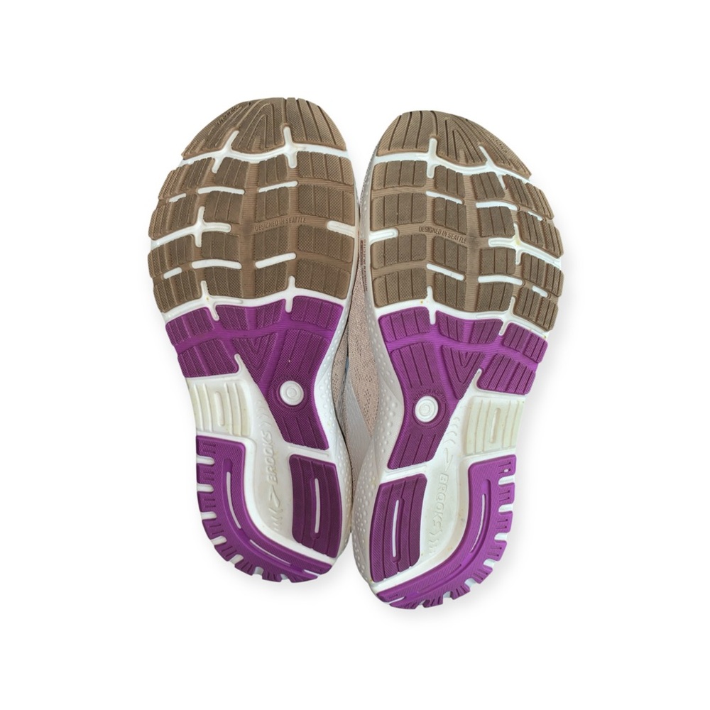 Brooks Ghost Sneakers Almond Peach/Coconut/Purple size W10 - Picture 4 of 7